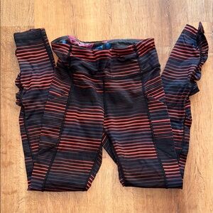 Black and Red Striped Luluemon Leggings